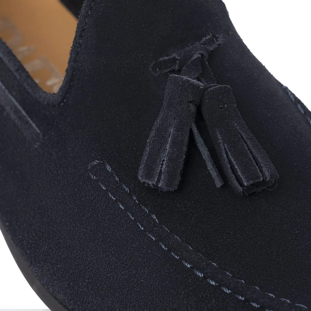 Suede Bow Loafers - Blue
