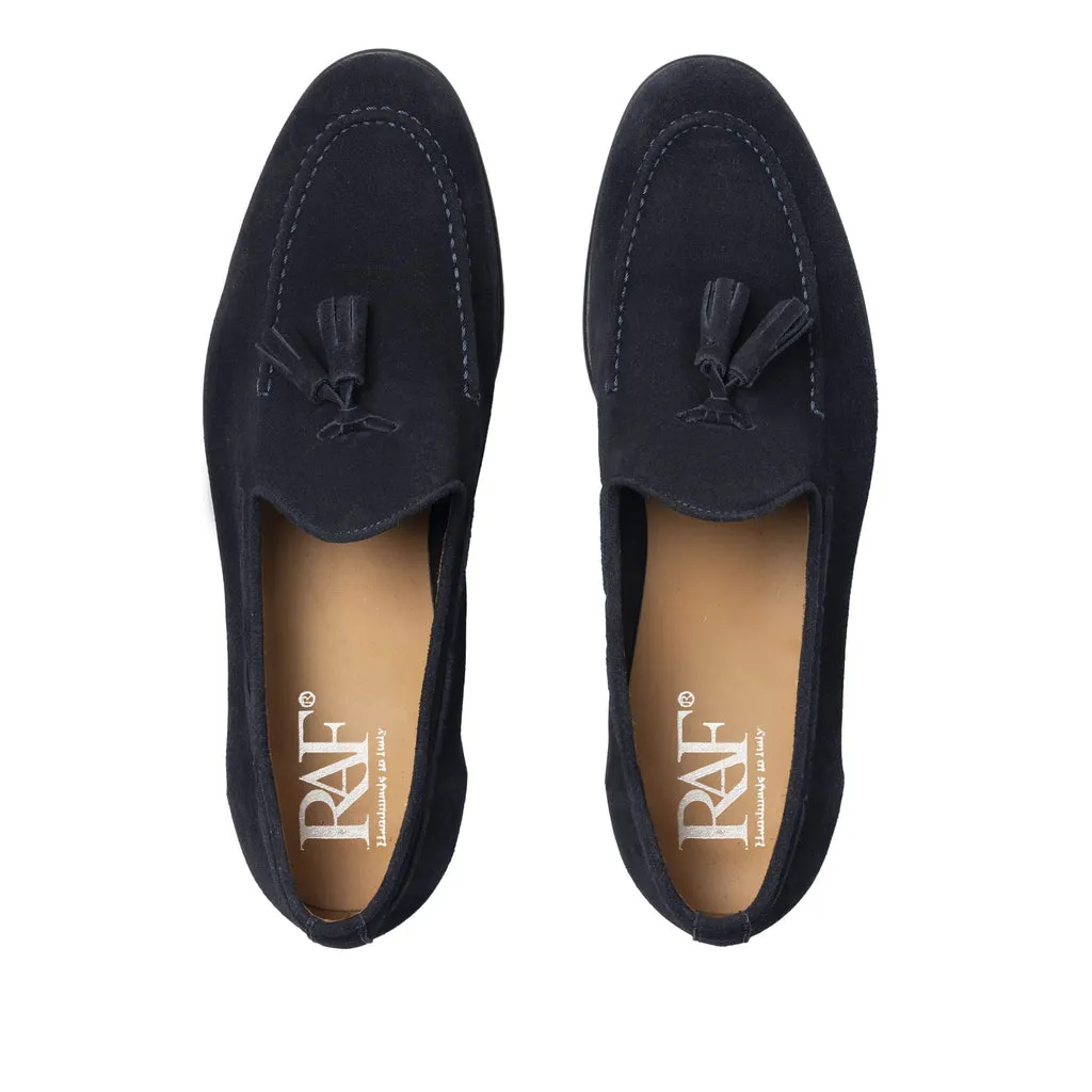 Suede Bow Loafers - Blue