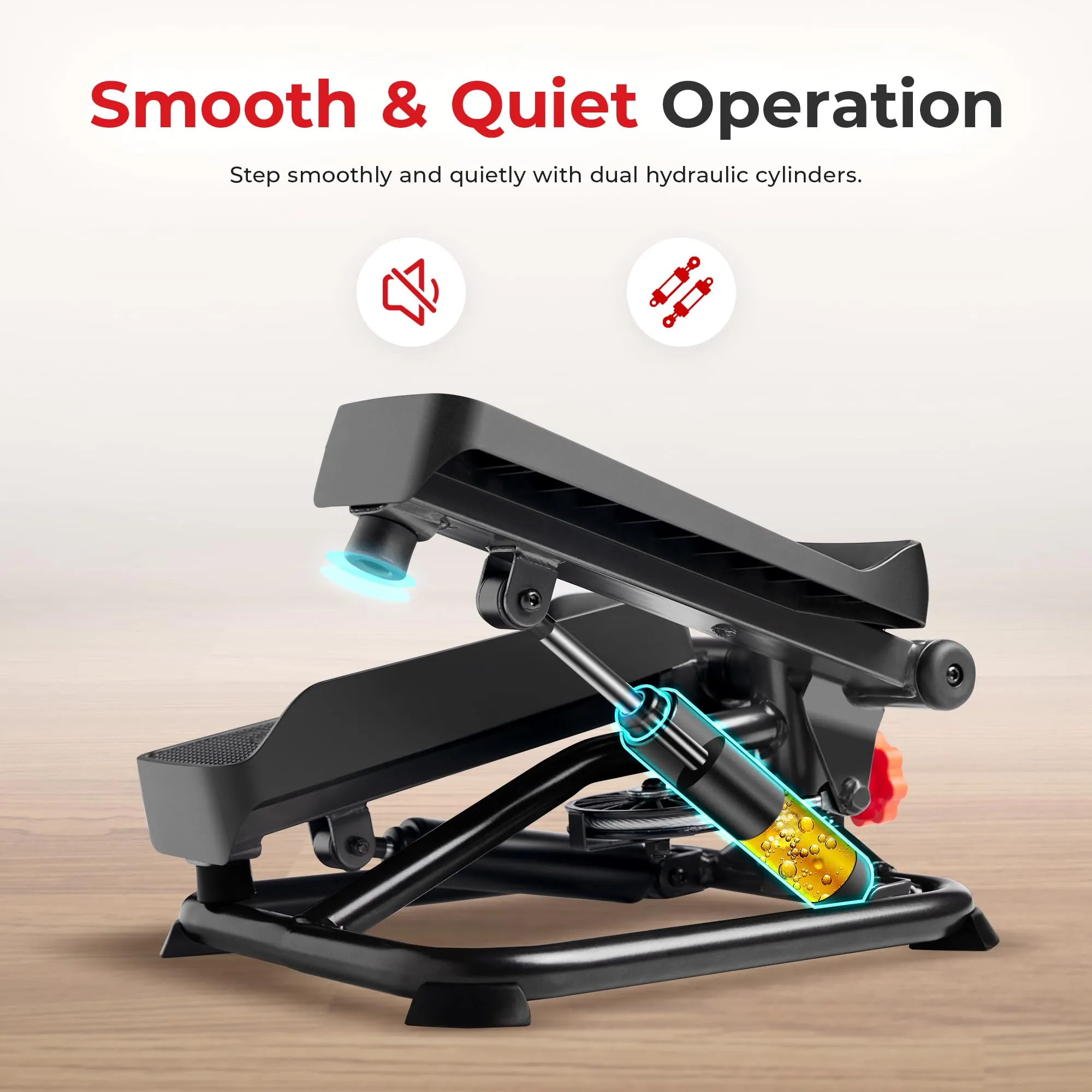 Sunny Health & Fitness Total Body Smart 2-in-1 Stepper Machine, Total Body Workout, Adjustable Hydraulic, LCD Monitor, Resistance Bands, Non-Slip Pedals with Smart SunnyFit App - SF-S0978Smart