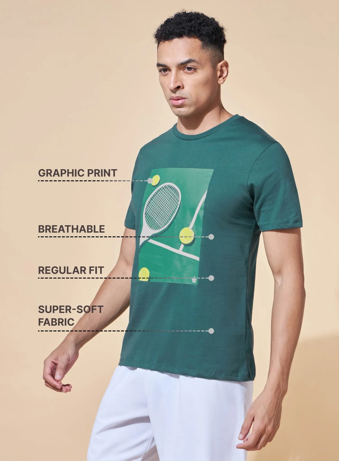 Tennis Court Side Print T-shirt