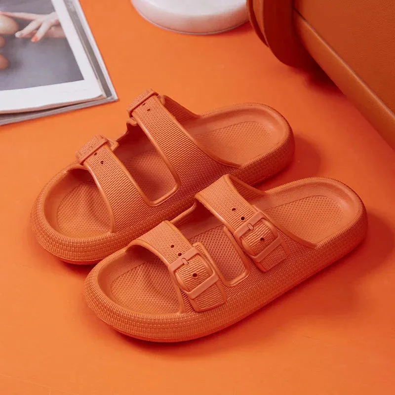 Thick Platform Cloud Slippers Women Fashion Buckle Soft Sole Pillow Slides Sandals Woman Beach Non-Slip Flip Flops