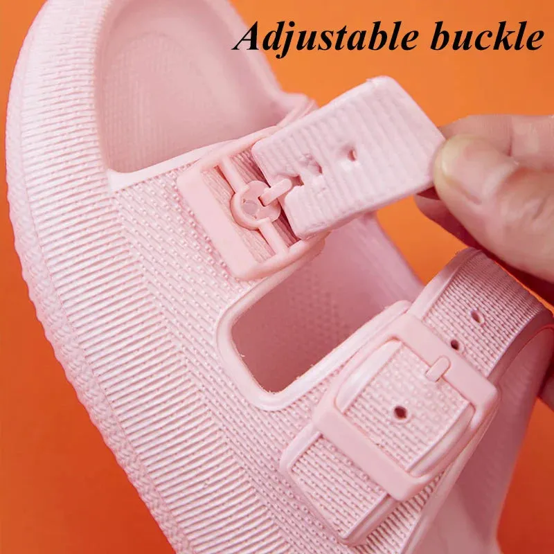 Thick Platform Cloud Slippers Women Fashion Buckle Soft Sole Pillow Slides Sandals Woman Beach Non-Slip Flip Flops