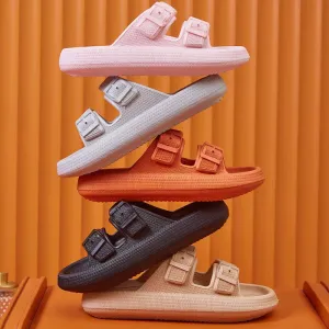 Thick Platform Cloud Slippers Women Fashion Buckle Soft Sole Pillow Slides Sandals Woman Beach Non-Slip Flip Flops