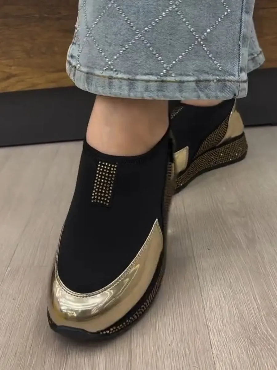 Thick-soled Sequined Slip-on Breathable Shoes