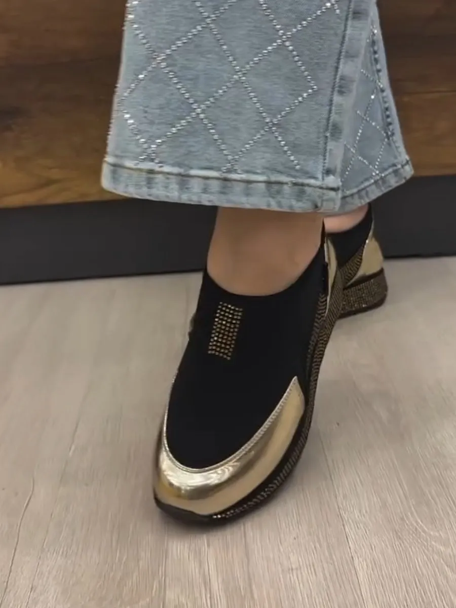 Thick-soled Sequined Slip-on Breathable Shoes