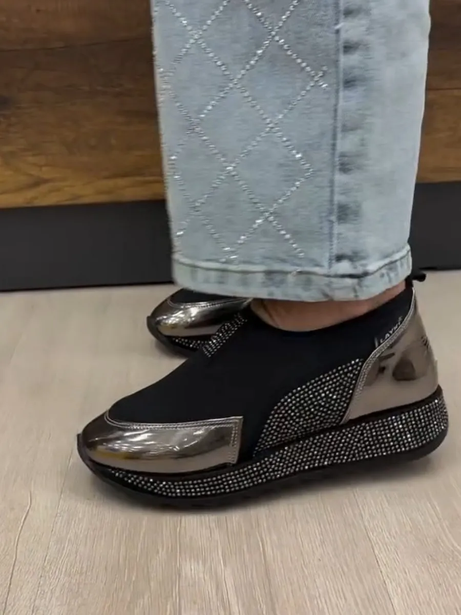 Thick-soled Sequined Slip-on Breathable Shoes