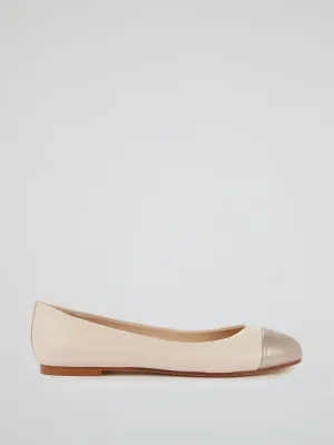 Two-Tone Leather Ballerina Shoes