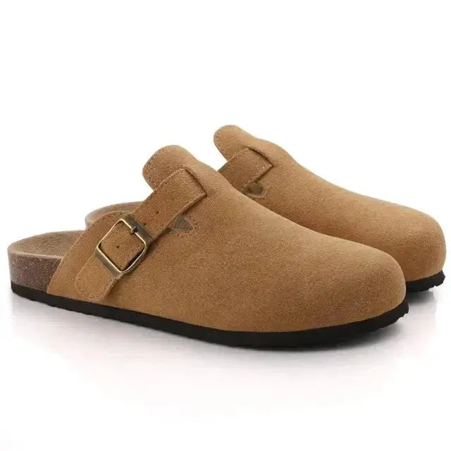 Vaida Slippers | Suede Slip-On Mules with Cork Sole for Men