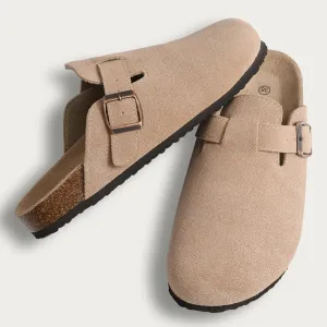 Vaida Slippers | Suede Slip-On Mules with Cork Sole for Men