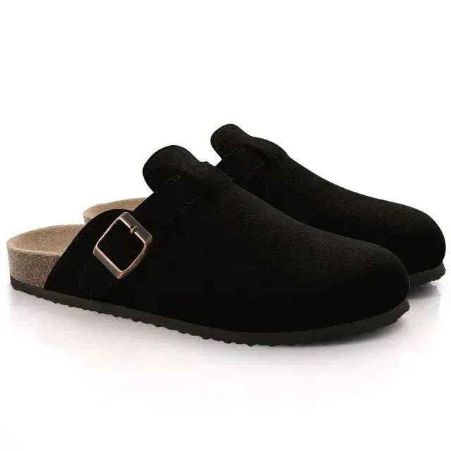 Vaida Slippers | Suede Slip-On Mules with Cork Sole for Men
