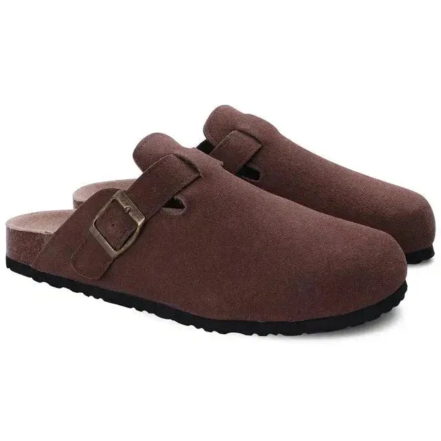 Vaida Slippers | Suede Slip-On Mules with Cork Sole for Men