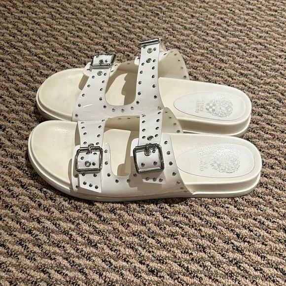 Vince Camuto Pavey Buckled 2-Band Slide Sandal with Studs
