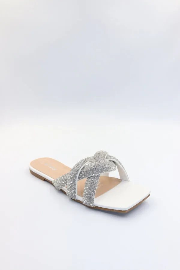 Viny - Women's Diamond Embellished Flat Sandals