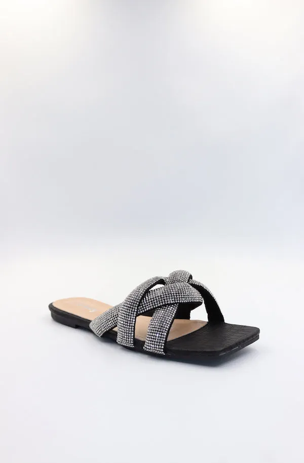 Viny - Women's Diamond Embellished Flat Sandals