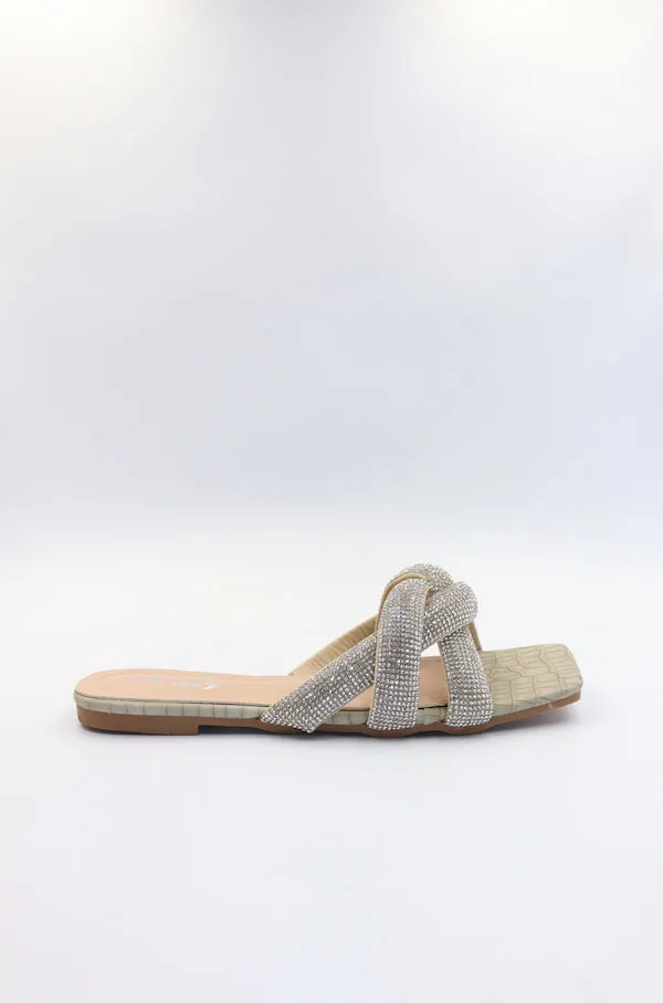 Viny - Women's Diamond Embellished Flat Sandals