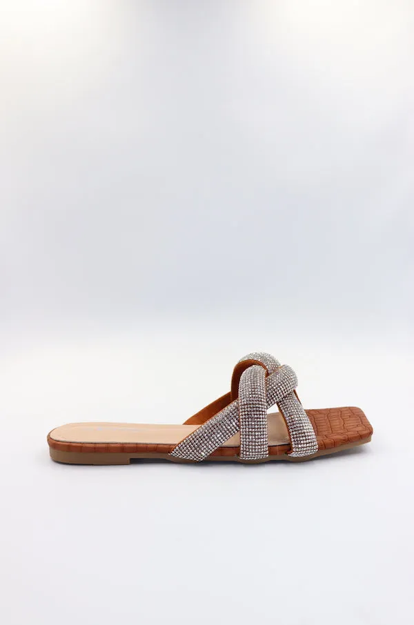 Viny - Women's Diamond Embellished Flat Sandals