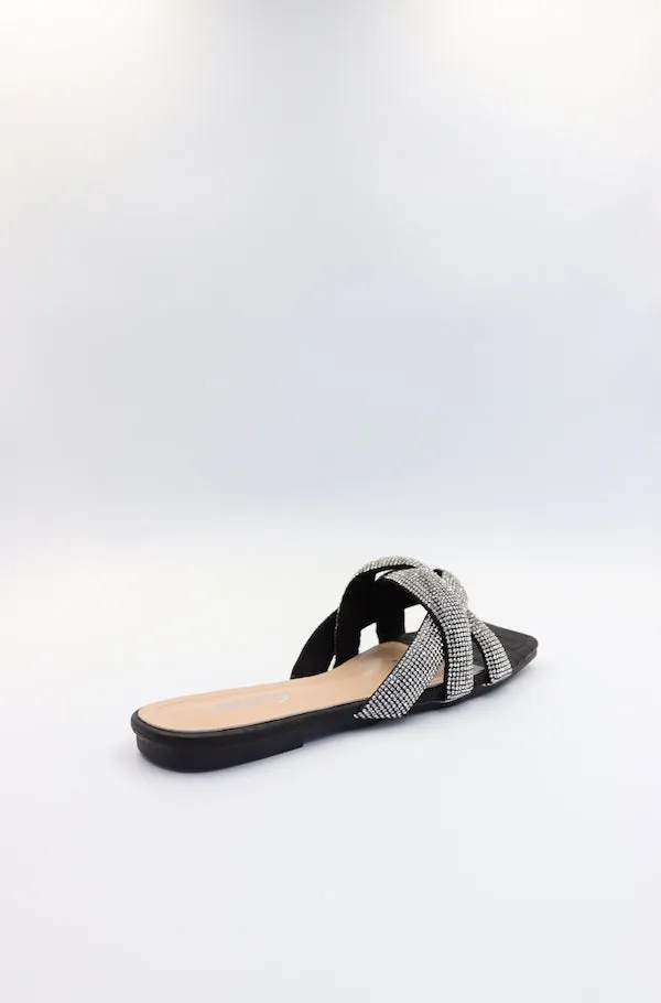Viny - Women's Diamond Embellished Flat Sandals