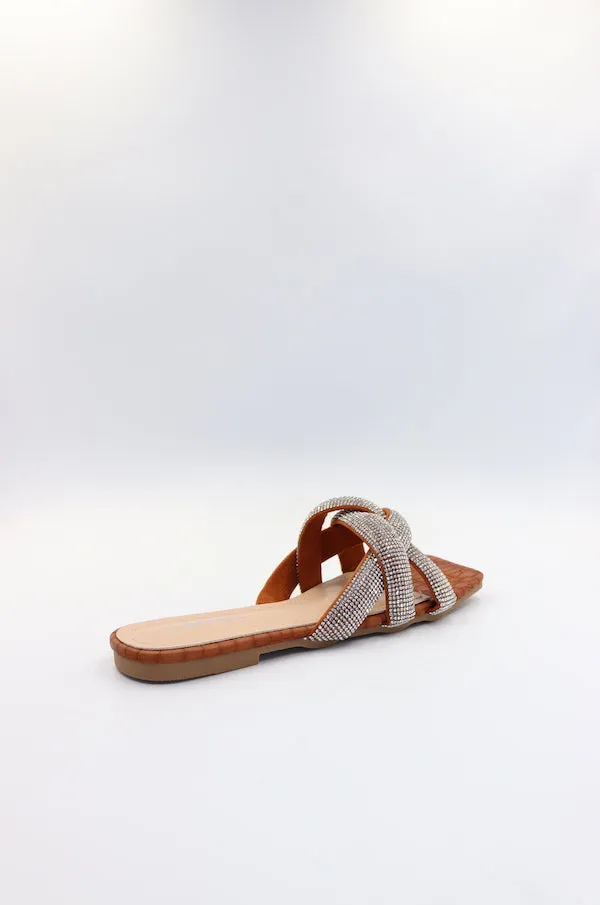 Viny - Women's Diamond Embellished Flat Sandals