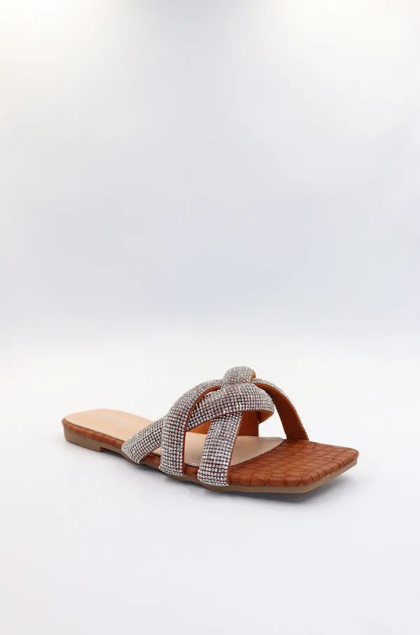 Viny - Women's Diamond Embellished Flat Sandals