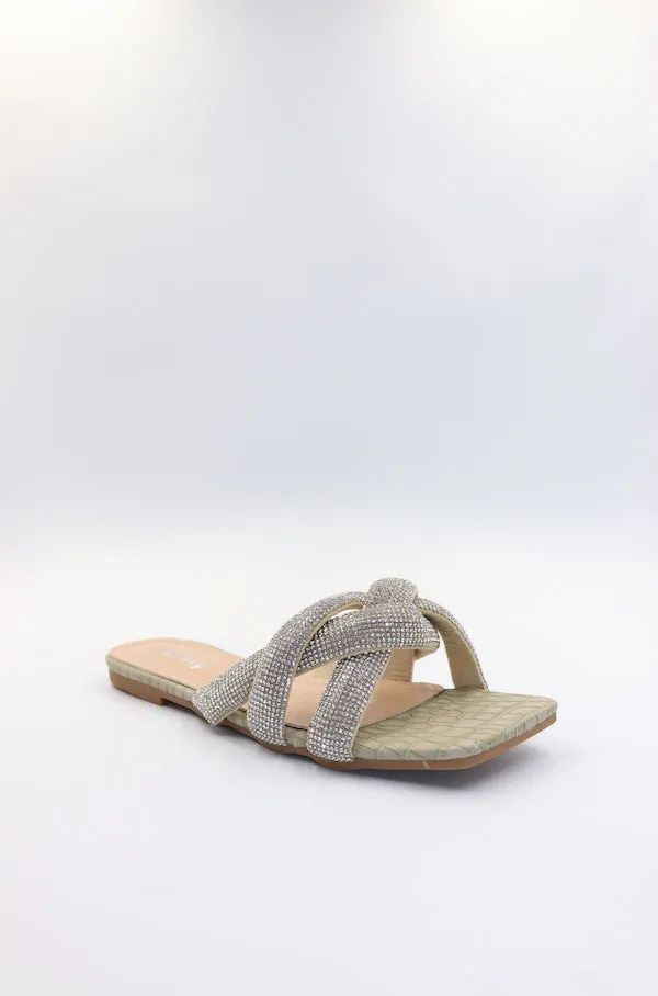 Viny - Women's Diamond Embellished Flat Sandals