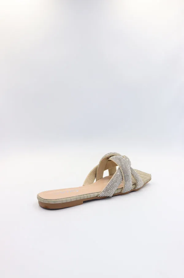 Viny - Women's Diamond Embellished Flat Sandals