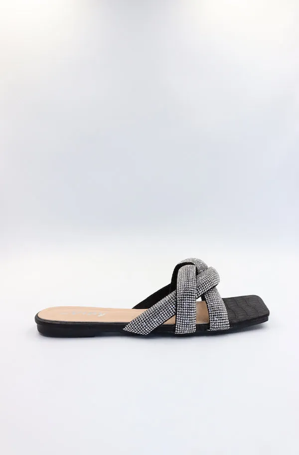 Viny - Women's Diamond Embellished Flat Sandals