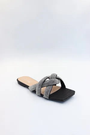 Viny - Women's Diamond Embellished Flat Sandals