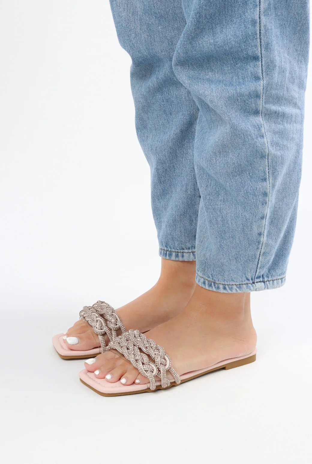 Viny - Women's Knot Bling Flat Sandals