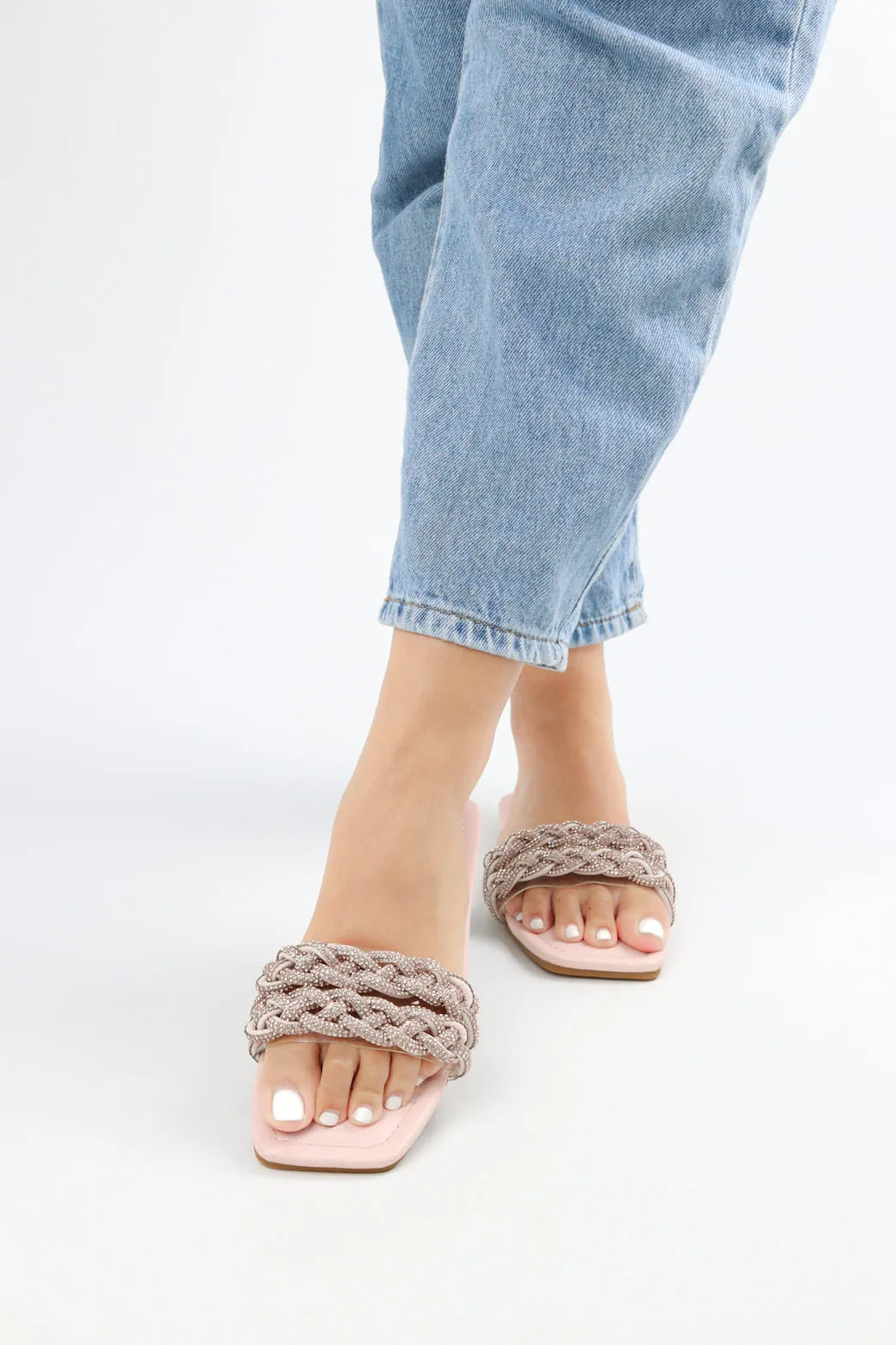 Viny - Women's Knot Bling Flat Sandals