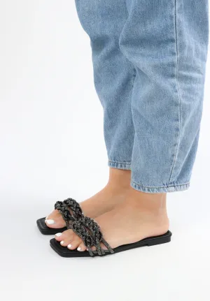 Viny - Women's Knot Bling Flat Sandals