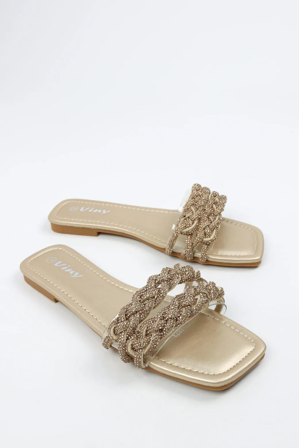 Viny - Women's Knot Bling Flat Sandals