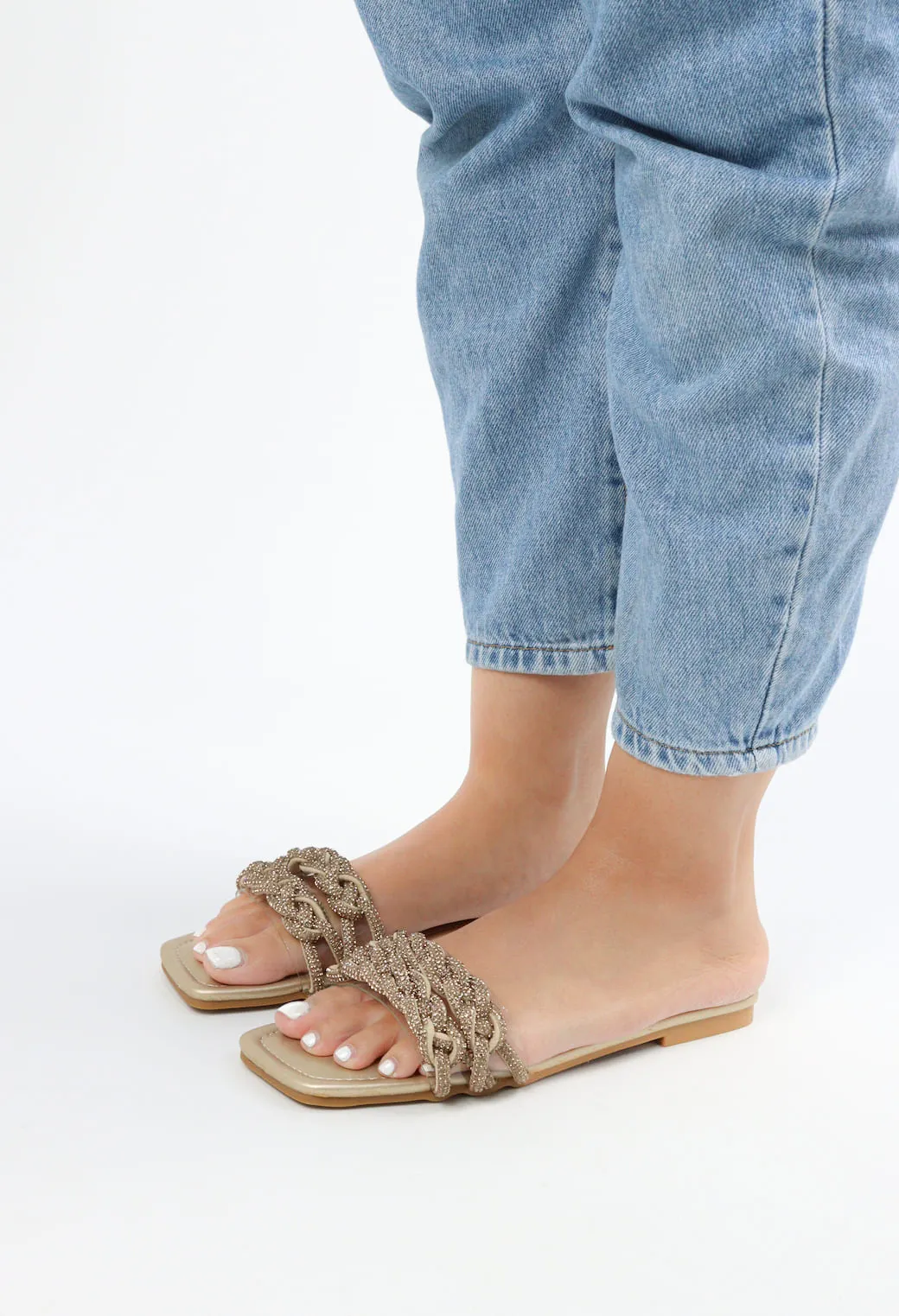 Viny - Women's Knot Bling Flat Sandals