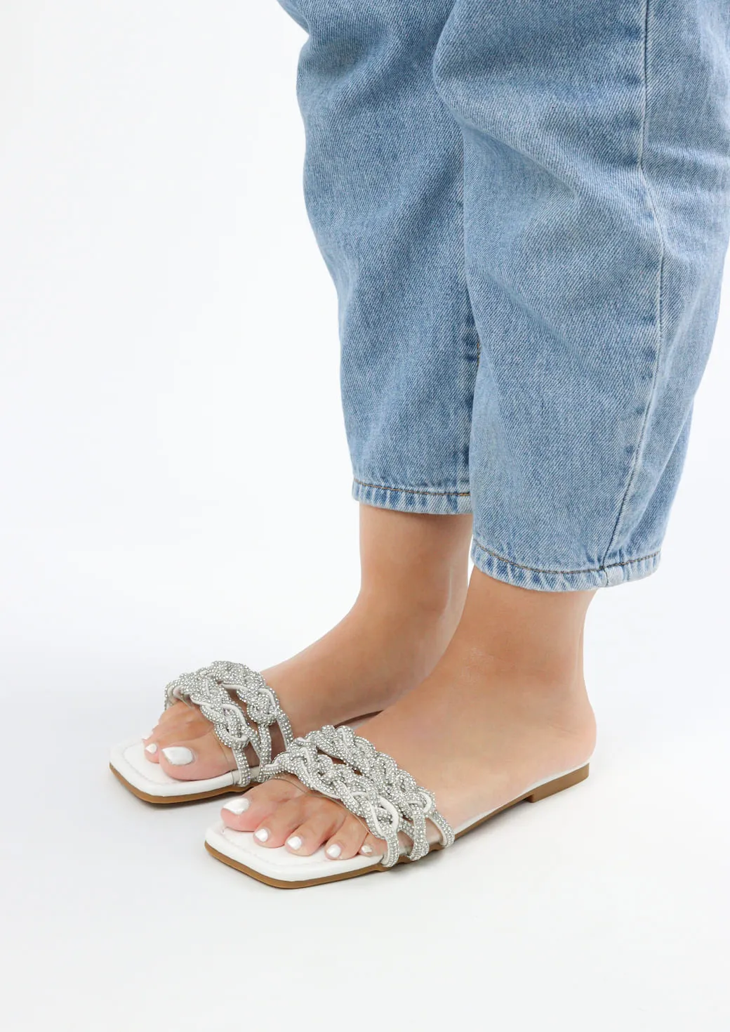 Viny - Women's Knot Bling Flat Sandals