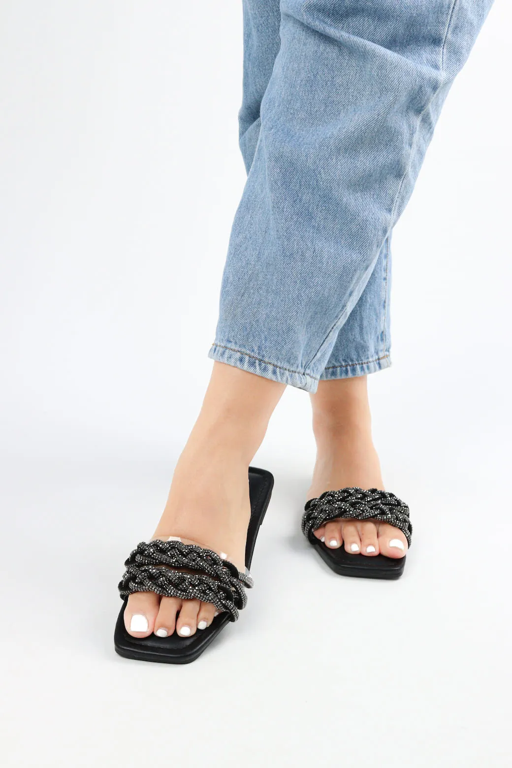 Viny - Women's Knot Bling Flat Sandals