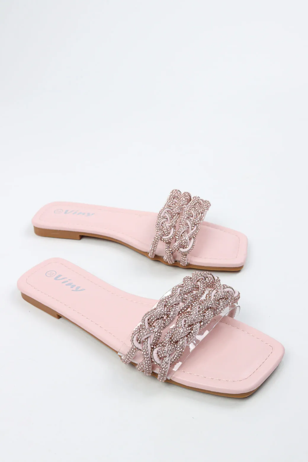 Viny - Women's Knot Bling Flat Sandals