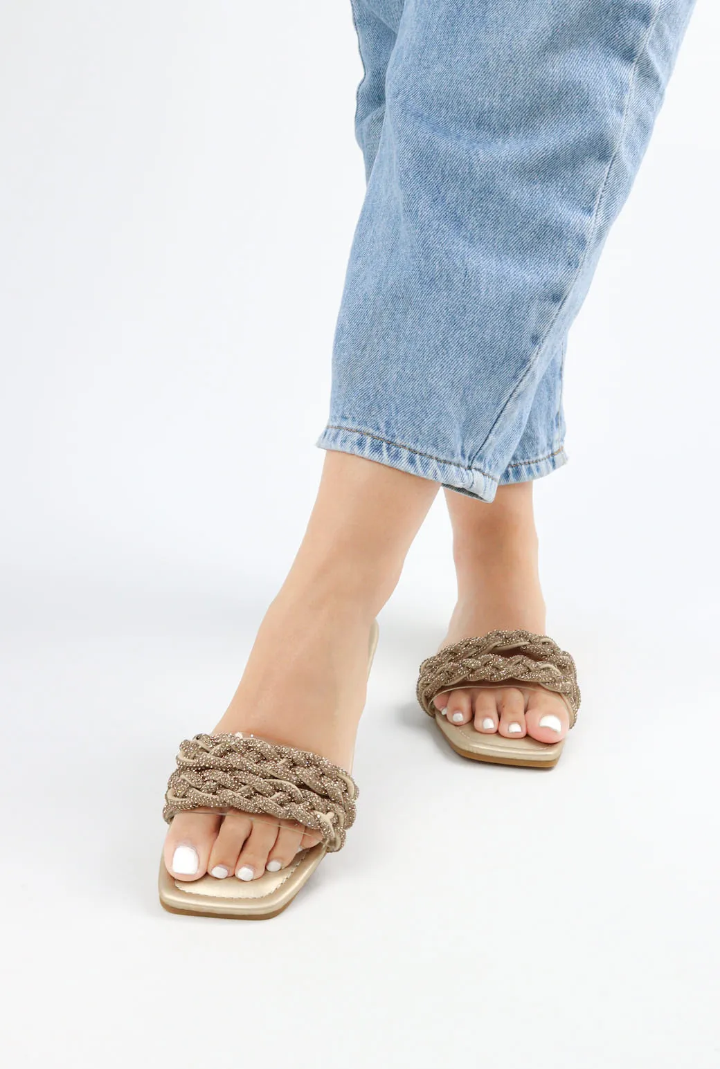 Viny - Women's Knot Bling Flat Sandals