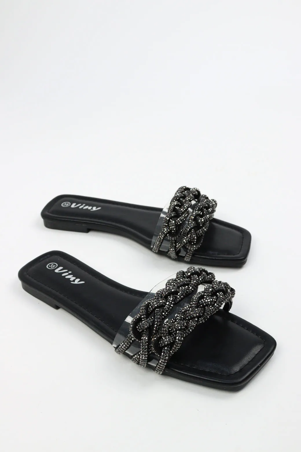 Viny - Women's Knot Bling Flat Sandals