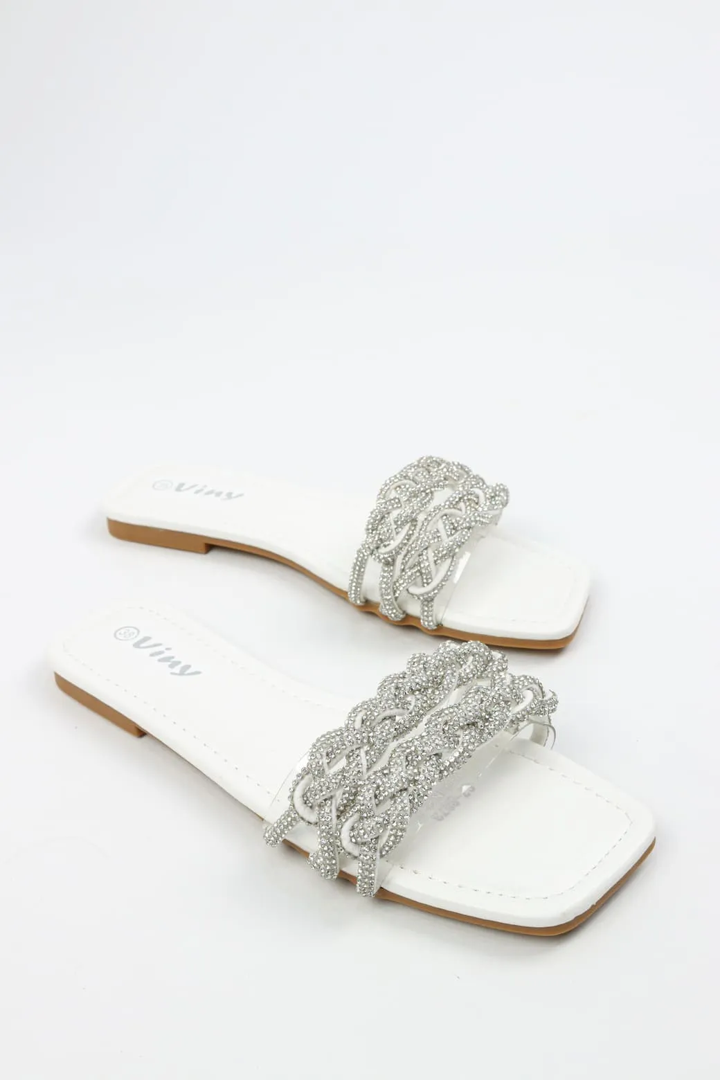Viny - Women's Knot Bling Flat Sandals