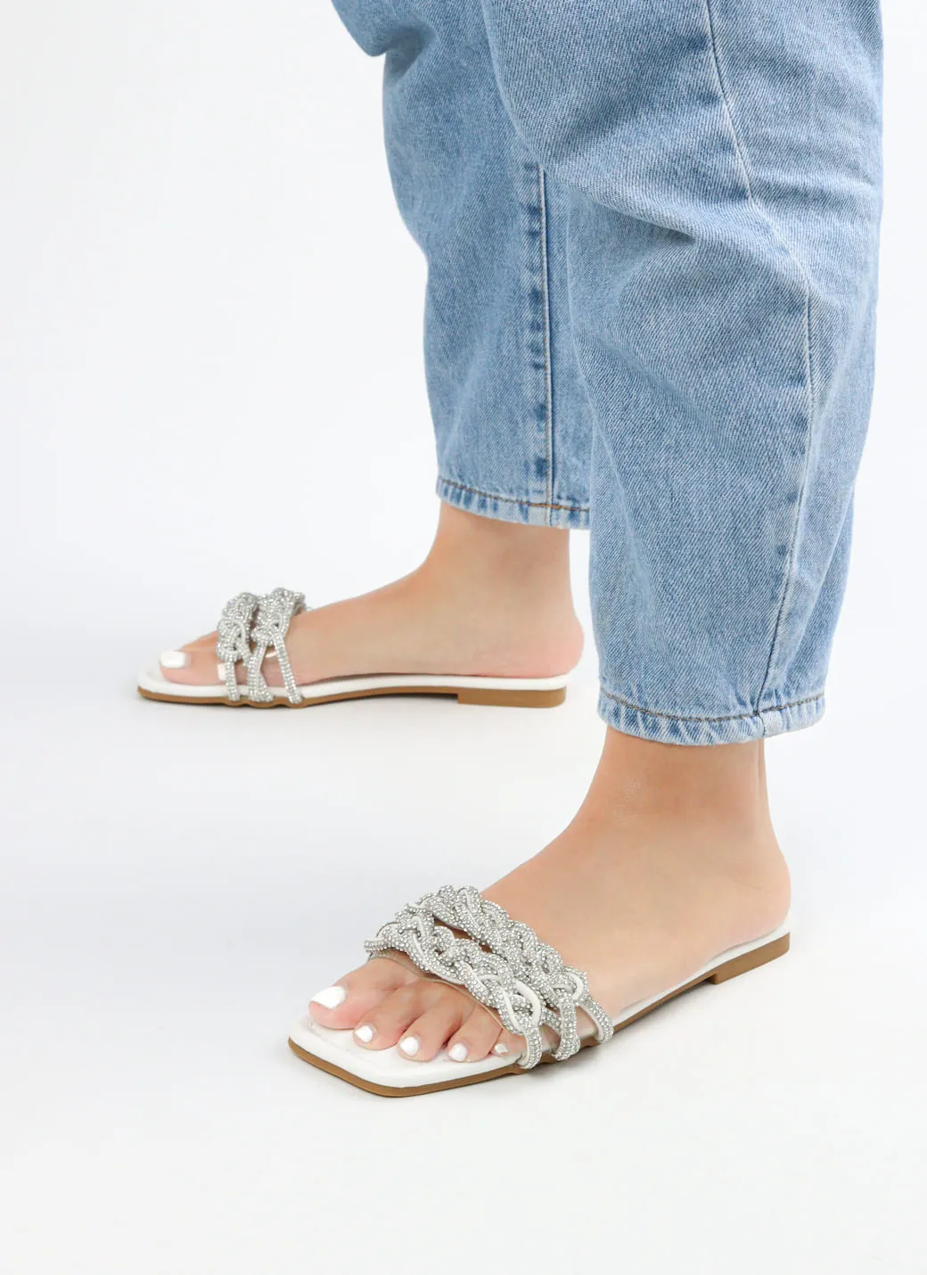 Viny - Women's Knot Bling Flat Sandals
