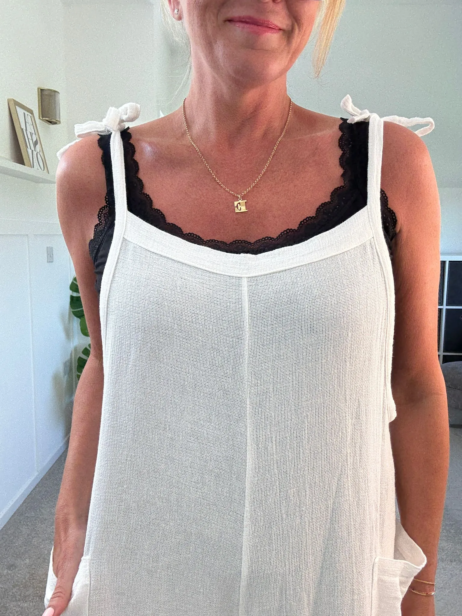 White Washed Linen Adjustable Strap Jumpsuit
