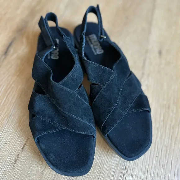 Women’s Munro Micah Slingback leather black sandal with arch support