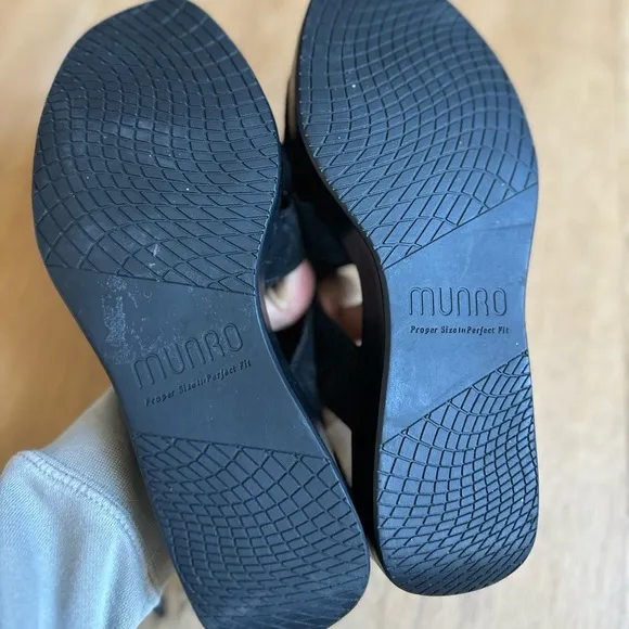 Women’s Munro Micah Slingback leather black sandal with arch support