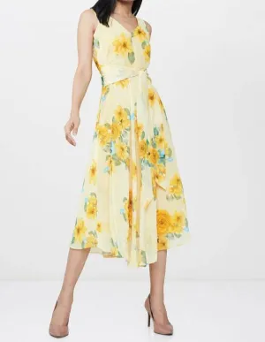 Yellow Floral Tieup Dress