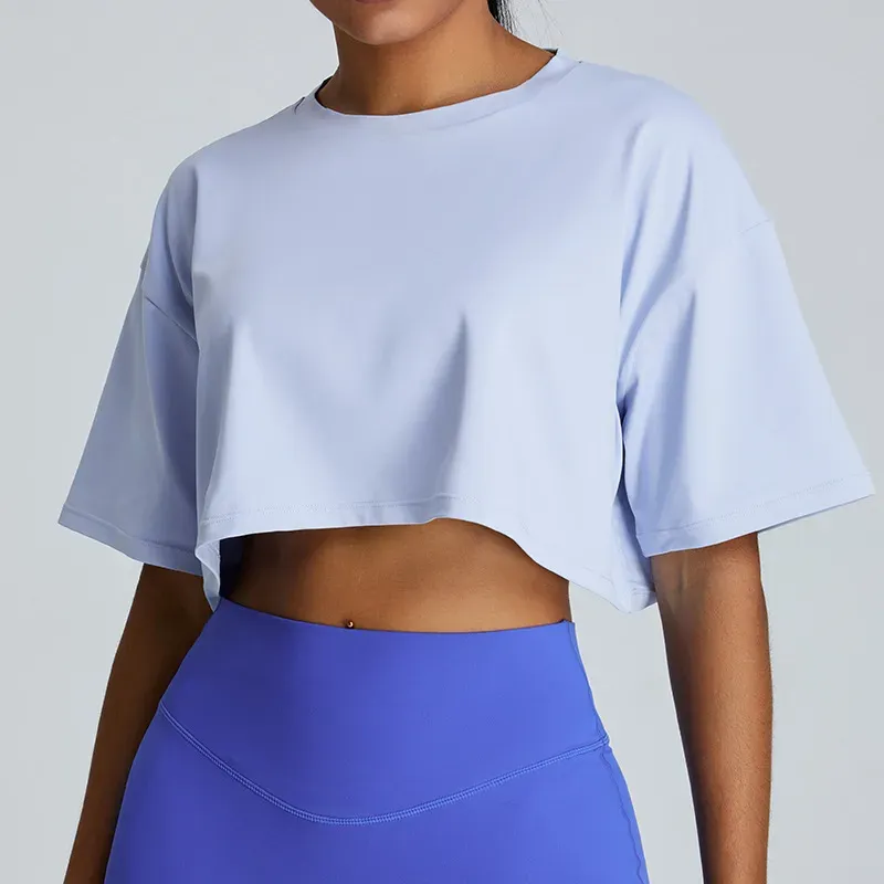 Zephyr Boxy Fit Asymmetric Hem Short Sleeve Crop Top