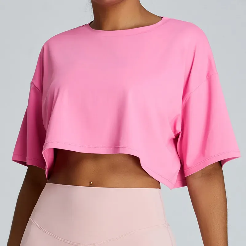 Zephyr Boxy Fit Asymmetric Hem Short Sleeve Crop Top